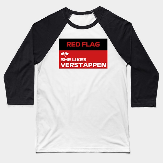 F1 Red Flag Graphic - Verstappen Baseball T-Shirt by Formula Ghostly